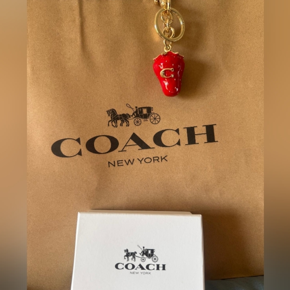 Coach Red Strawberry Enamel Charm Key